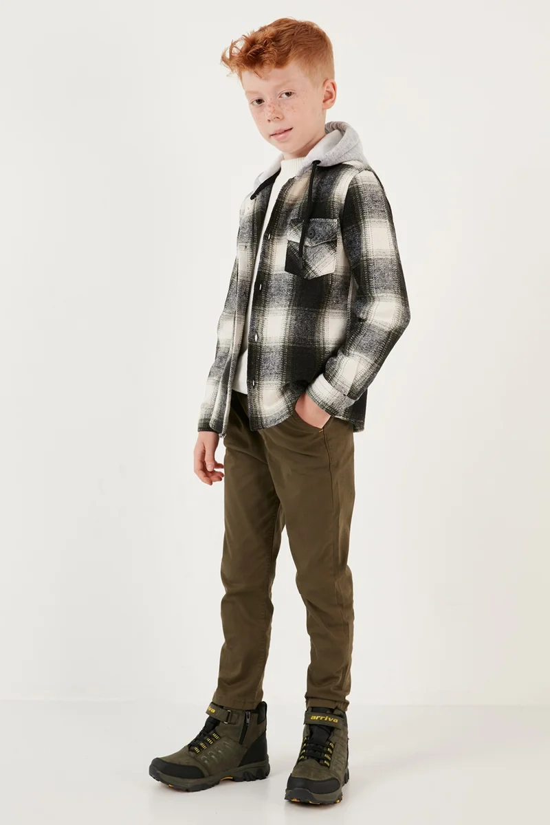 Lela Hooded Double Pocket Plaid Winter Lumberjack Shirt Boy's Shirt CF24W81780