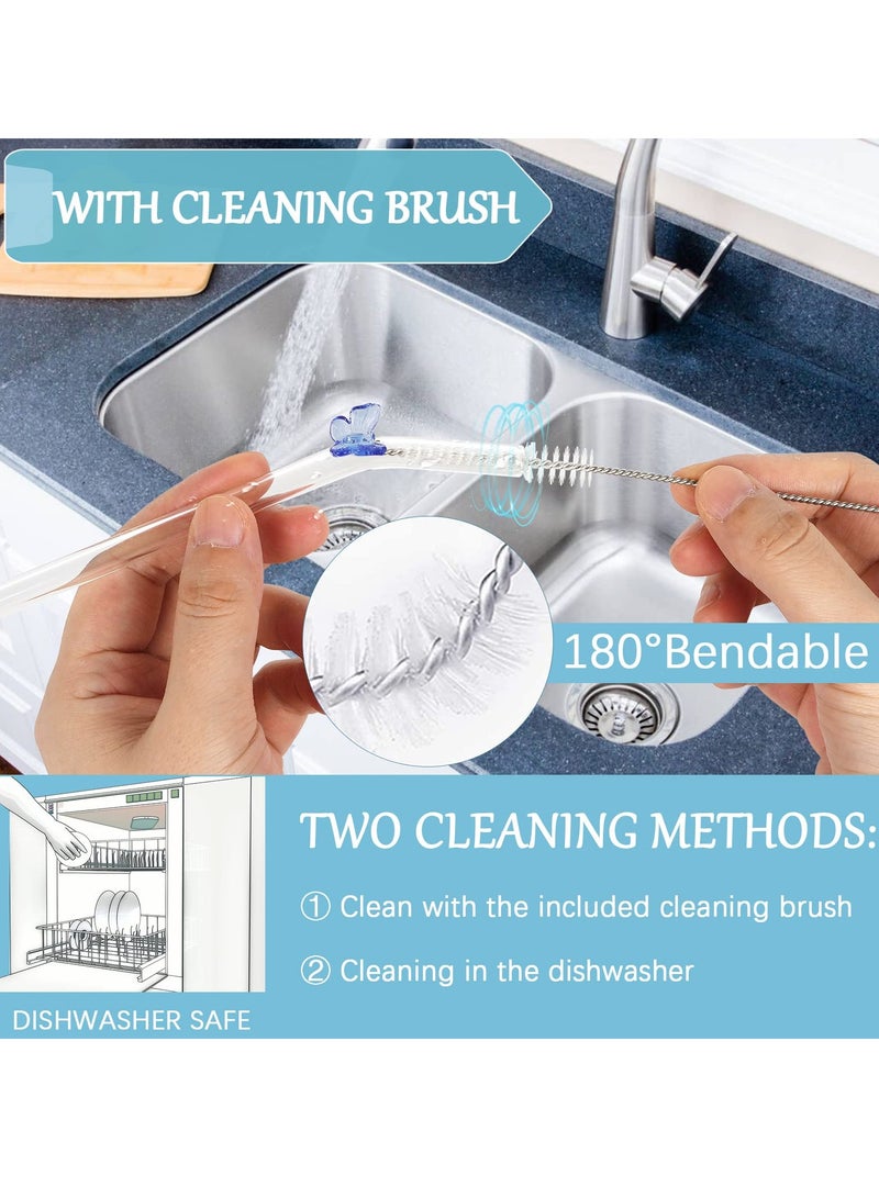 Zikra Reusable Straws Clear Glass Straws Colorful Butterfly Design Size 7.8" x 8mm with 1 Cleaning Brush for Smoothies, Milkshakes, Juices, Teas (5 Pcs Colorful Butterfly) - Image 3