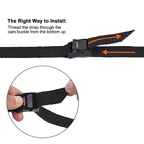Ayaport Lashing Straps with Buckles Adjustable Cam Buckle Tie Down Cinch Strap for Packing Black 4 Pack - Image 4