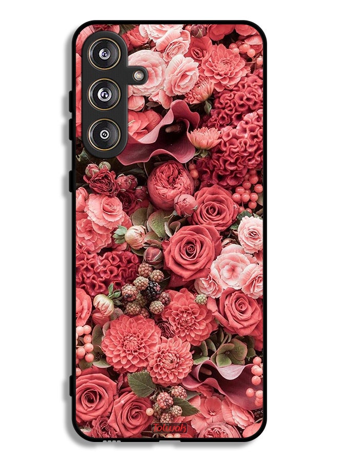 Tolwak Samsung Galaxy M55 5G Protective Case Cover Peach Roses - Image 1