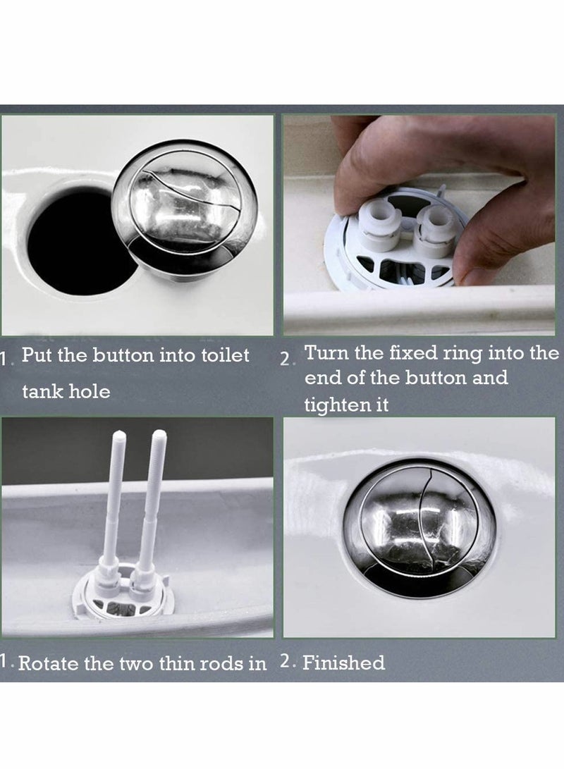 Adjustable Dual Push Toilet Flush System with 38mm Cistern Lid Hole - Replacement Plastic Water Tank Rods and Accessories  - Image 2