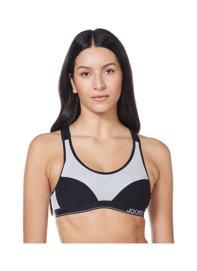 جوكي Jockey 1378 Women Wire free Padded Super Combed Cotton Elastane Stretch Full Coverage Racer Back Active Bra with Stay Fresh and Moisture Move Treatment