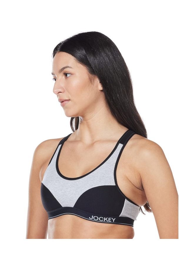 JOCKEY - Jockey 1378 Women Wire free Padded Super Combed Cotton Elastane Stretch Full Coverage Racer Back Active Bra with Stay Fresh and Moisture Move Treatment - Image 1
