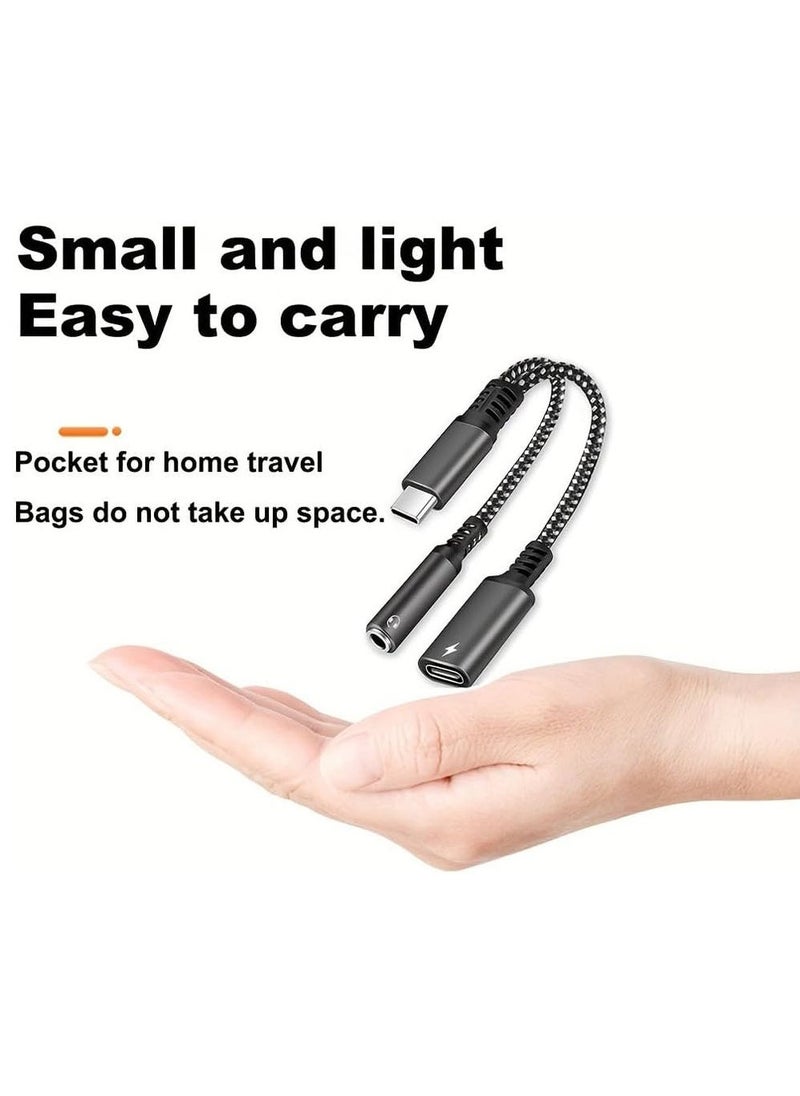 يوجي محول سماعة رأس وشاحن USB من النوع C إلى 3.5 ملم، ومقبس سماعة رأس 2 في 1 USB من النوع C إلى 3.5 ملم وكابل محول شحن من النوع C متوافق مع iPhone 15/14، وGalaxy S24 S23 S22  - Image 4