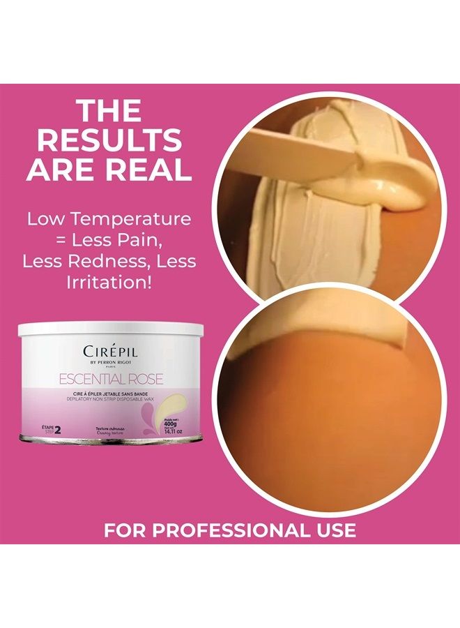 cirepil Escential Rose - 400g / 14.11 oz Wax Tin - Light Rose Scent - Creamy Texture - All-Purpose, Excellent for Short, Coarse or Shaved Hair - Easy Removal, No Strips Needed 