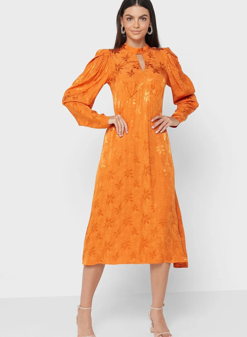 Closet London Puff Sleeve Keyhole Dress