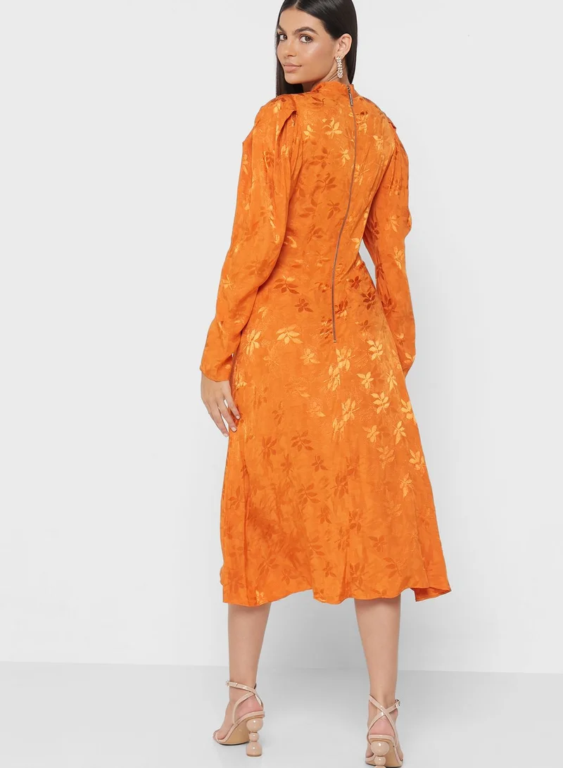 Closet London Puff Sleeve Keyhole Dress