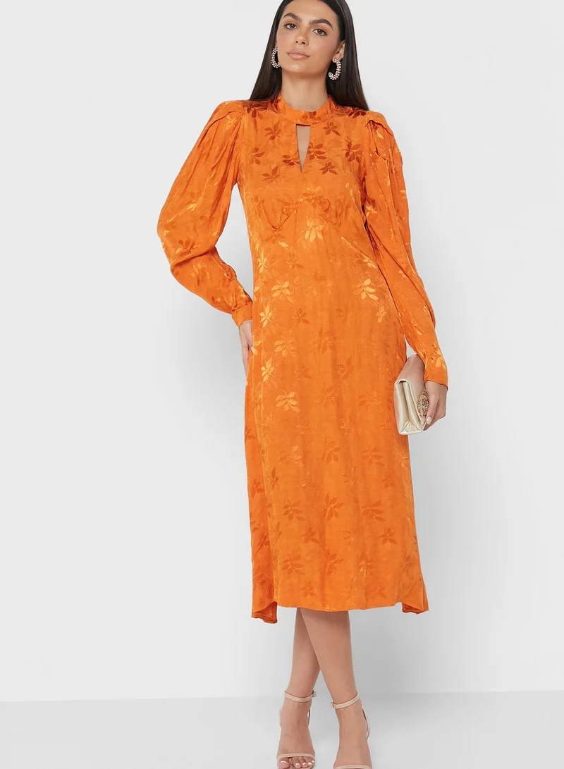 Closet London Puff Sleeve Keyhole Dress