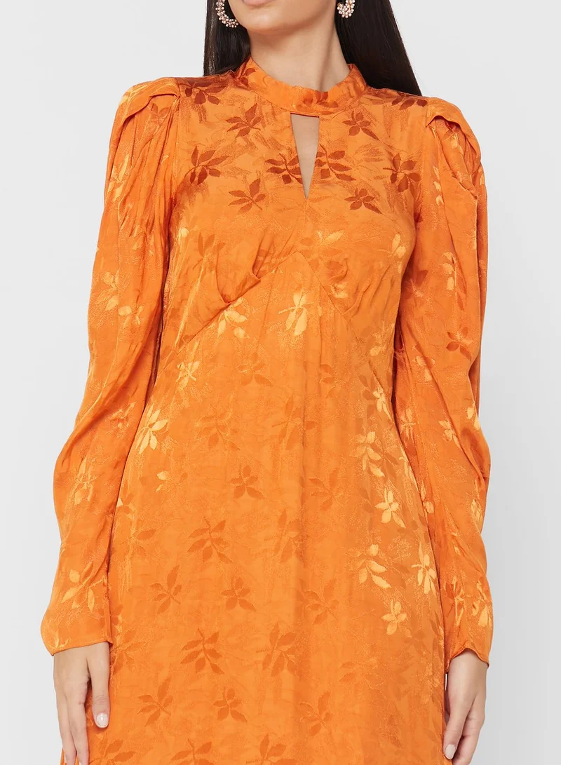 Closet London Puff Sleeve Keyhole Dress