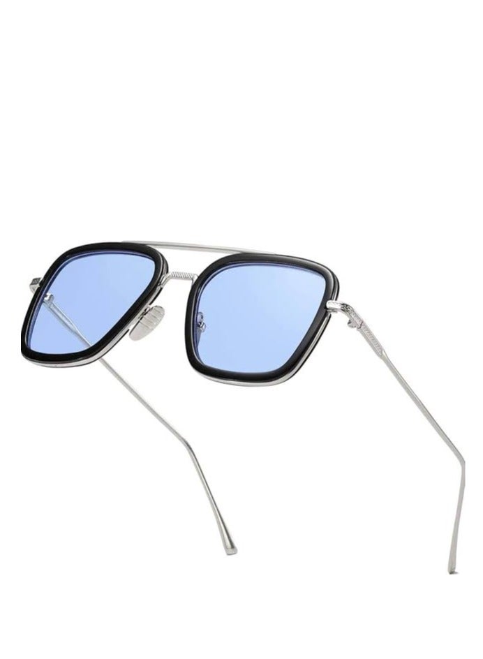 Tony Stark Sunglasses Vintage Square Metal Frame Eyeglasses for Men Women - Retro Iron Man and Spider-Man Sun Glasses Nerd Glasses Square Eyewear - Image 1