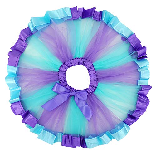 BGFKS Layered Ballet Tulle Rainbow Tutu Skirt for Little Girls Dress Up with Colorful Hair Bows (Mermaid, 2-4T) - Image 2