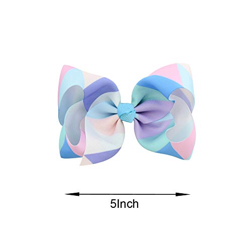 BGFKS Layered Ballet Tulle Rainbow Tutu Skirt for Little Girls Dress Up with Colorful Hair Bows (Mermaid, 2-4T) - Image 3