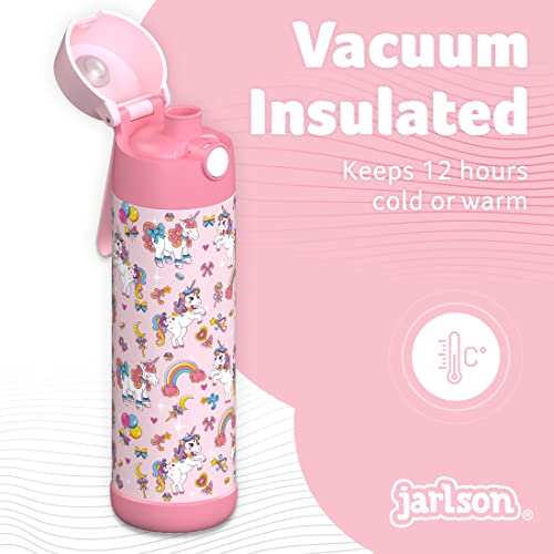 Jarlson® Mali Children's Water Bottle, Thermal Stainless Steel Water Bottle, BPA-Free, Leak-Proof, Children's Bottle with Chug Lid, Bottle for School, Nursery (Unicorn, 500 ml) - Image 2