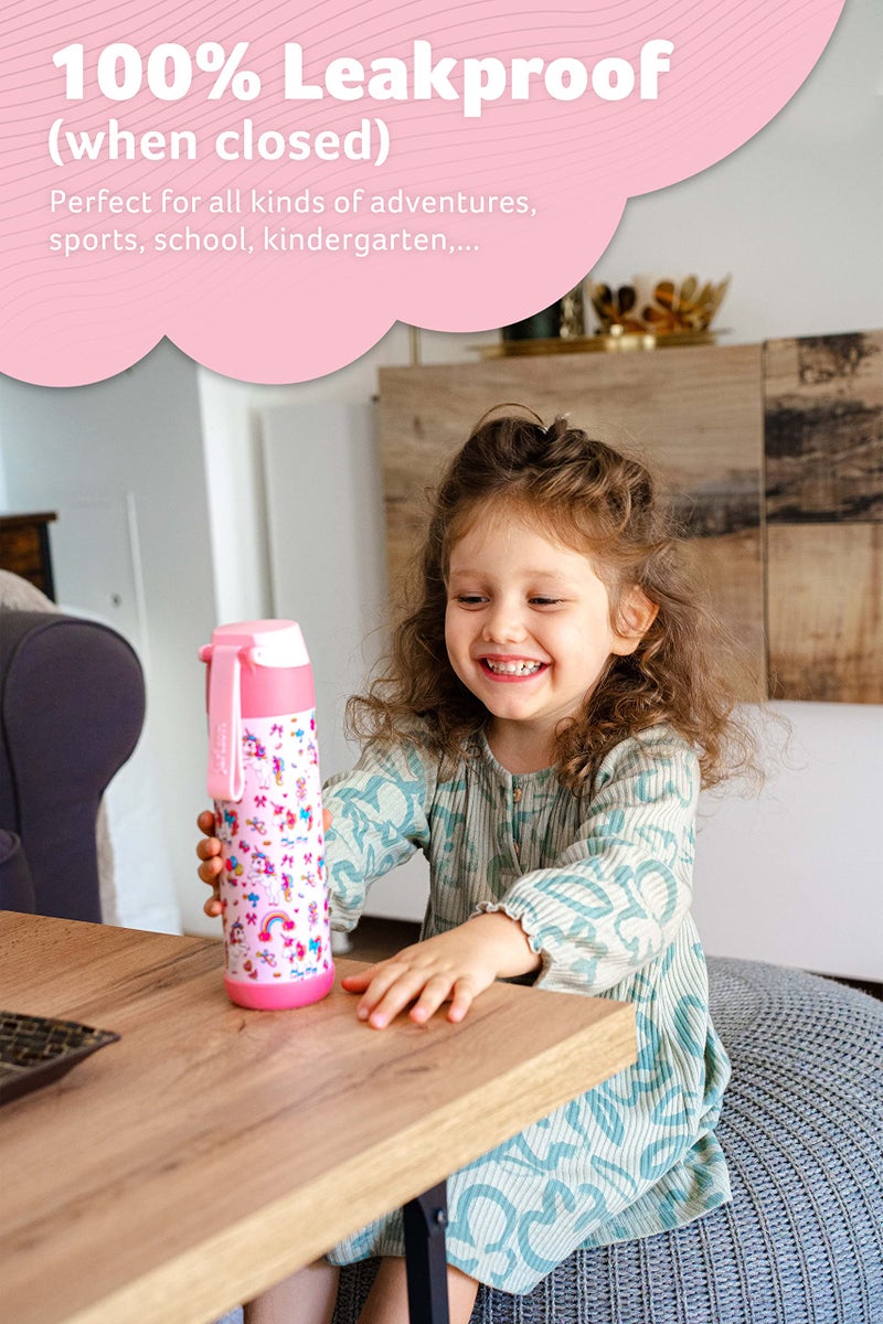 Jarlson® Mali Children's Water Bottle, Thermal Stainless Steel Water Bottle, BPA-Free, Leak-Proof, Children's Bottle with Chug Lid, Bottle for School, Nursery (Unicorn, 500 ml) - Image 5