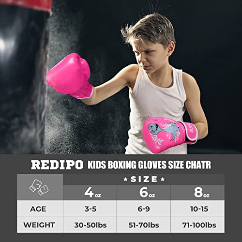 Redipo Kids Boxing Gloves for Boys and Girls, Youth Boxing Training Gloves for Kids 3-15, 4&6OZ Punching Bag Kickboxing Thai Mitts MMA Training Sparring Gloves - Image 5