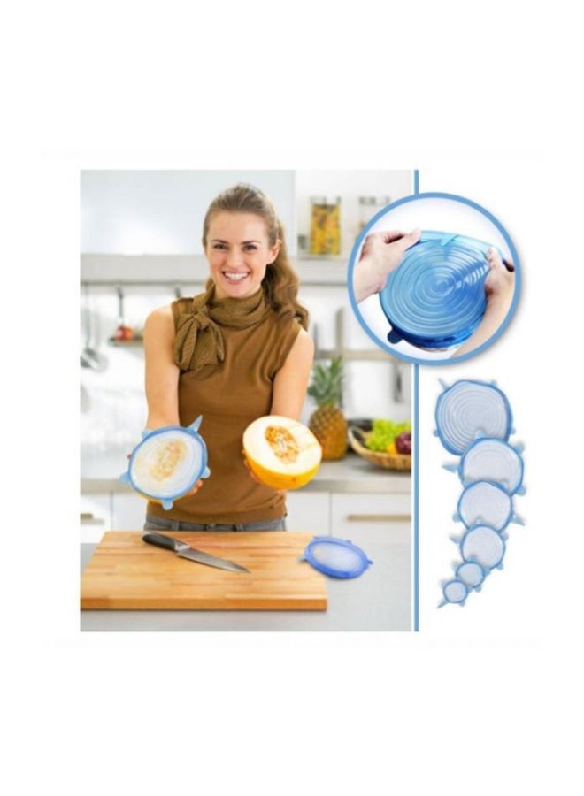 6-Piece Silicone Stretch Lid Set Blue - Image 2