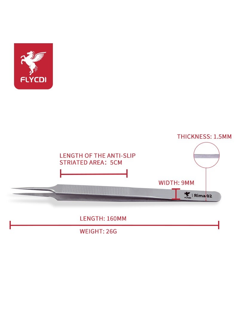 flycdi Precision Anti-static Lengthened Straight Head Tweezers - Image 5