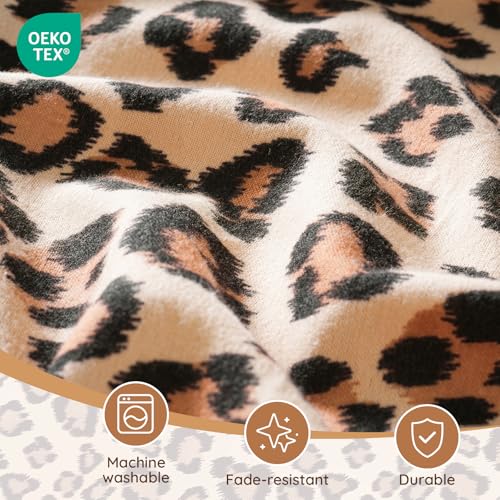 LONAVA 100% Cotton Flannel Sheet Set 4 Pieces, Heavy-Duty Fluffy Flannel Design, Thermal Lock Technology, 16 inch Deep Pocket Cozy Soft Bedsheets,(Twin,Brown Leopard) - Image 4