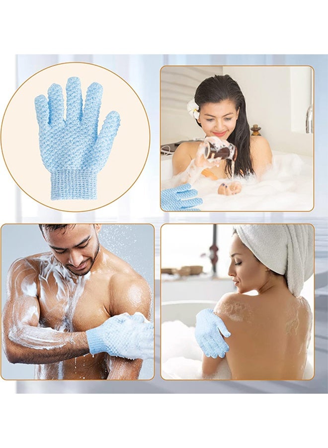2 Pairs Bath Gloves for Shower Natural Loofah Exfoliating Wash Gloves for Body and Face, Dead Skin Remover, Double Sided Microfiber Shower Body Gloves for Adults and Kids(Blue and Pink)  - Image 5