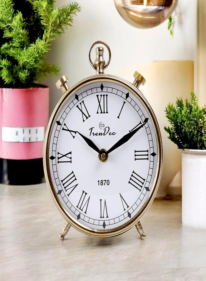 TrenDec Gold-Finished Analog Table Clock | Elegant Home & Office Decor Accent - Image 2