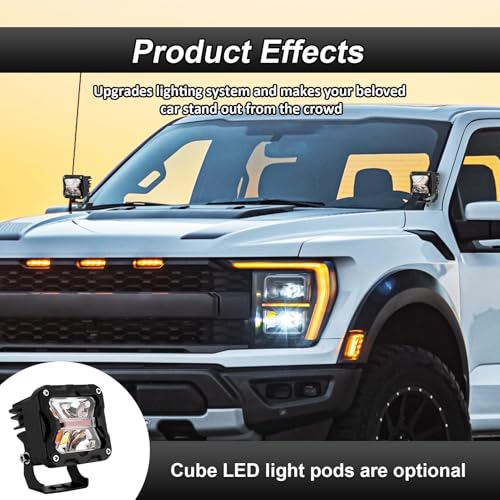 ROMELACK Hood Hinge Mount Brackets Ditch LED Pods Bracket Compatible with Ford F150 2021-2023 Fit 3rd Raptor 2021-2023(No Drilling) - Image 2