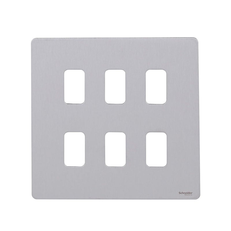 Schneider Electric 6 Gang Screwless Flat Plate Faceplate - Image 1