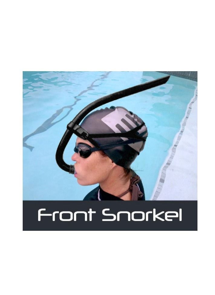 CONQUEST - Front Swimming Snorkel Breathing Tube Silicone Mouth Piece, Black - Image 1