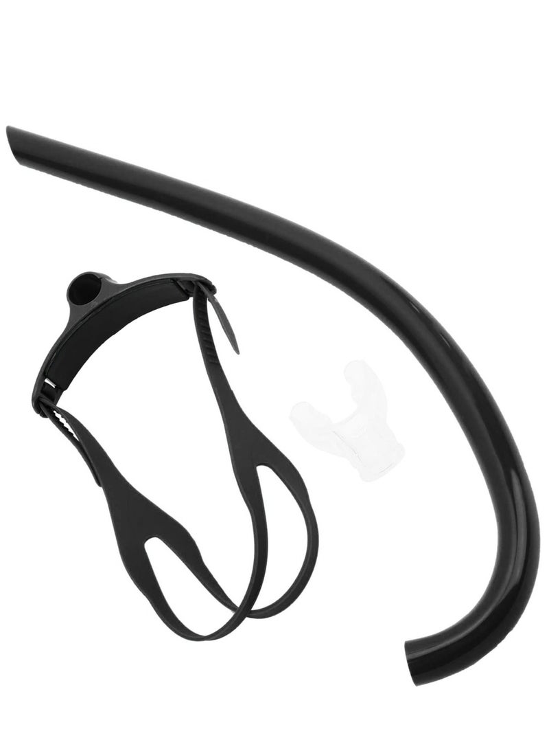 CONQUEST - Front Swimming Snorkel Breathing Tube Silicone Mouth Piece, Black - Image 1