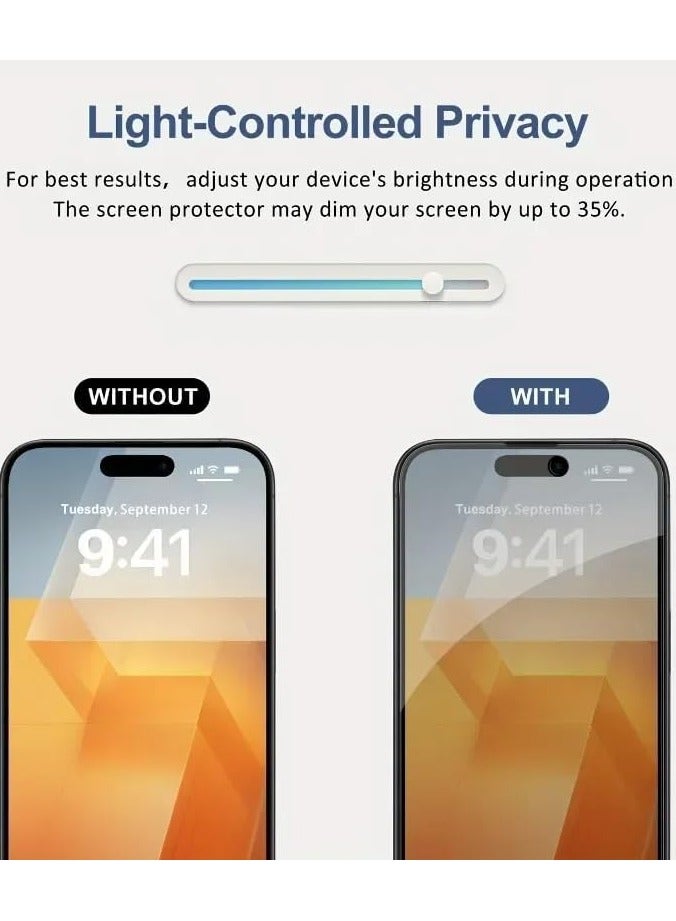 مخطوطات واقي شاشة ممتاز لهاتف IPhone، حماية الخصوصية، حماية نهائية من السقوط، تغطية كاملة ضد التجسس، واقي شاشة 9H+ زجاج مقسى يناسب معظم الجرابات (12/12Pro/6.1 بوصة) - Image 3