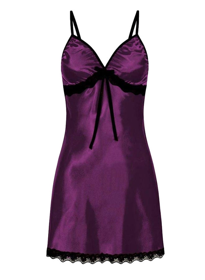 MARGOUN Women Medium Size Silk Nightwear Slip Dress Pajamas Robe Sleepdress Nightdress Solid Color Satin Silk Comfortable Purple /Size(cm) M Bust: 70-80 Waist: 66-78 - Image 4
