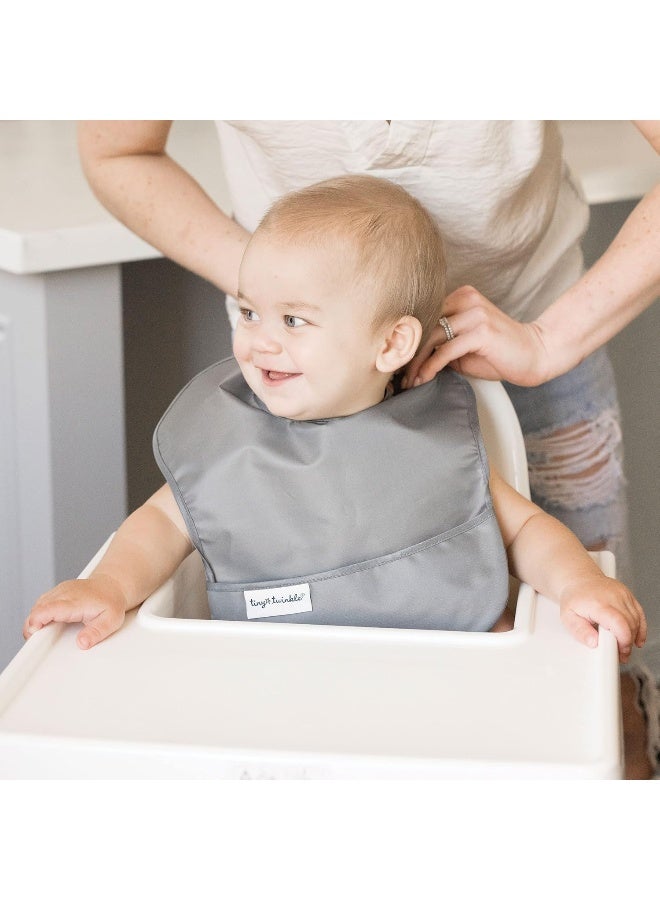 Tiny Twinkle Mess Proof Baby Bibs for Eating - Waterproof, Wipeable Bibs - Toddler Bibs - Travel Friendly - PFAS, PVC, BPA, Phthalate Free - Baby Food Bibs(5 Pack,Unisex Solids) - Image 2