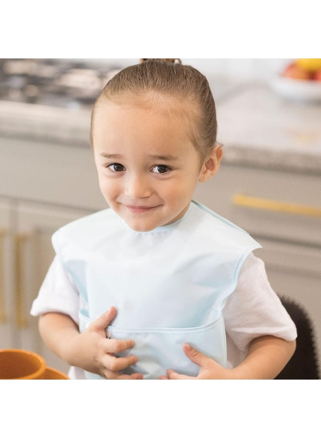 Tiny Twinkle Mess Proof Baby Bibs for Eating - Waterproof, Wipeable Bibs - Toddler Bibs - Travel Friendly - PFAS, PVC, BPA, Phthalate Free - Baby Food Bibs(5 Pack,Unisex Solids) - Image 3