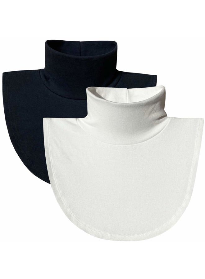 Shinywear Fake Turtleneck Dickies for Women, 2Pcs Detachable Turtleneck Collar, White Half Mock Turtlenecks,Cotton(2 Pcs,Solid Color - Image 1