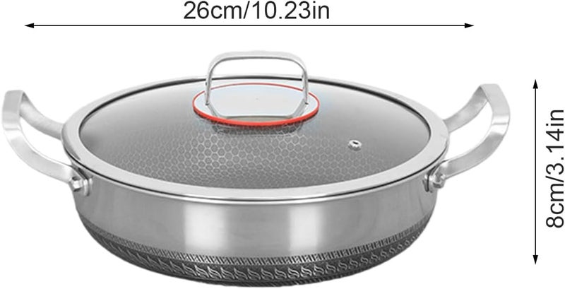 Nonstick Saute Pan - Double Handled Frying Pans, Stainless Steel Skillet with Lid, Large Deep Skillet, Even-Heat Cookware | Big Kitchen Pan for Home Restaurant Camping Searing Baking Stir-Fry Omelette - Image 5