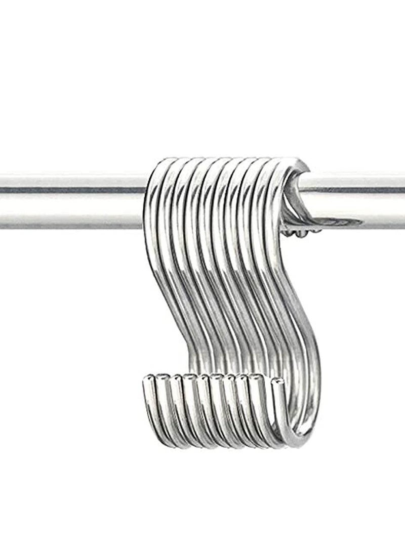 10-Pack S Hooks for Hanging, Metal S Shaped Hook Heavy Duty Hanging Hooks for Pots, Pans, Plants, Bags, Cups, Clothes (Silver)  - Image 1
