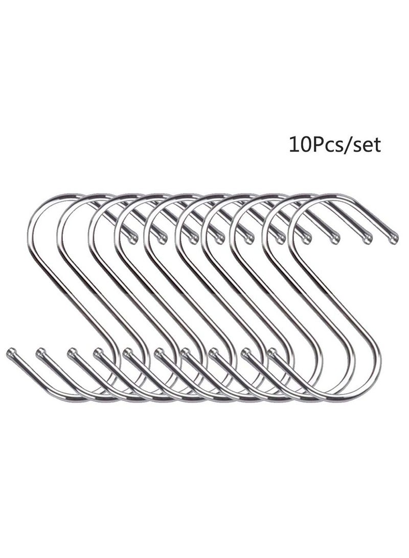 10-Pack S Hooks for Hanging, Metal S Shaped Hook Heavy Duty Hanging Hooks for Pots, Pans, Plants, Bags, Cups, Clothes (Silver)  - Image 2