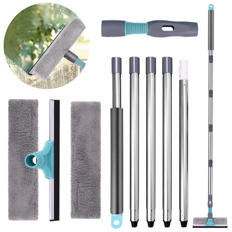Jubor Window Cleaner 2 in 1 78 Professional Window Wiper with Telescopic Handle Telescopic Window Squeegee from 23 to 200 cm Glass Cleaning Tools for High Windows Indoor and Outdoor Use