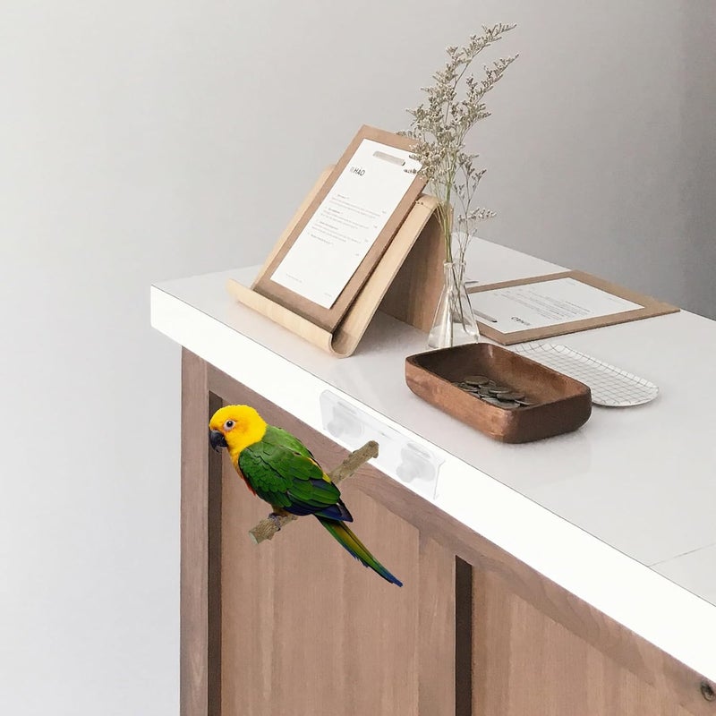 Milisten Parrot Stand Pole with Suction Cup, Portable Spiced Wood Bird Claw Grinding Rod and Climbing Perch Stand for Parrots and Small Birds - Image 3