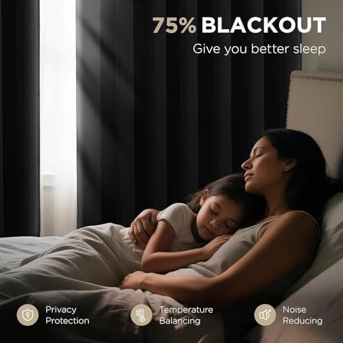 Joydeco Blackout Curtains for Bedroom,Black Out Curtains 84 Inch Long,Black Curtains with Grommets,Noise Reducing Energy Saving Wrinkle-Free Drapes for Living Room,Halloween Window Treatments 2 Panels - Image 4