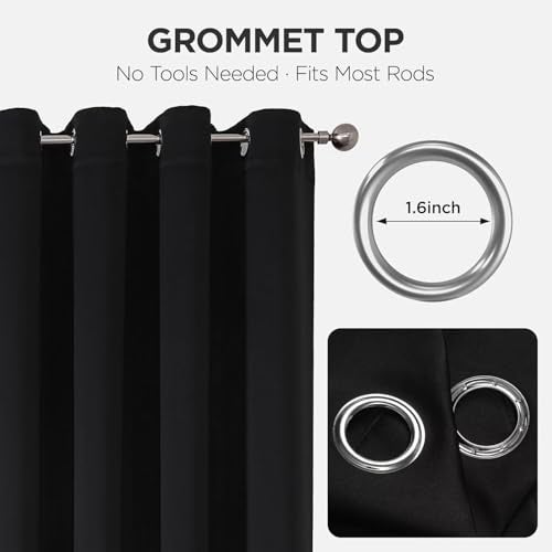 Joydeco Blackout Curtains for Bedroom,Black Out Curtains 84 Inch Long,Black Curtains with Grommets,Noise Reducing Energy Saving Wrinkle-Free Drapes for Living Room,Halloween Window Treatments 2 Panels - Image 3