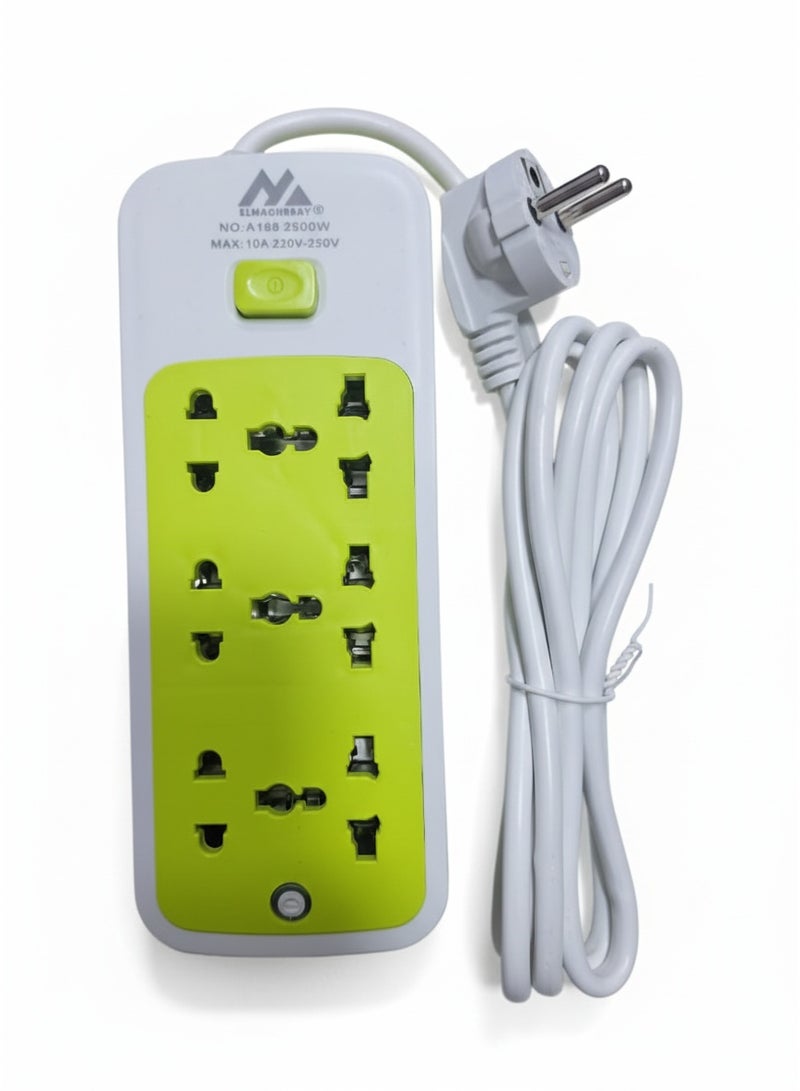 ELMAGHRABY Socket Power Strip with 3 Universal Outlets, Fast & Safe Charging Extension with Overload Protection, Fire Resistant Design, Independent Switches and Smart Chip for Home & Office Use - Image 2
