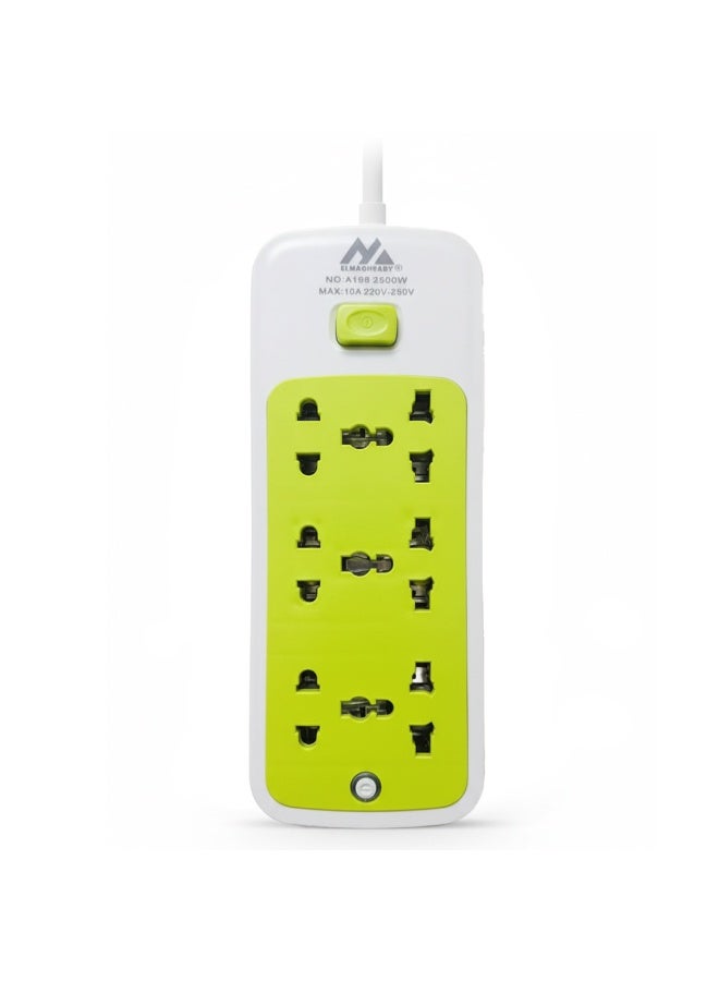 ELMAGHRABY Socket Power Strip with 3 Universal Outlets, Fast & Safe Charging Extension with Overload Protection, Fire Resistant Design, Independent Switches and Smart Chip for Home & Office Use - Image 1