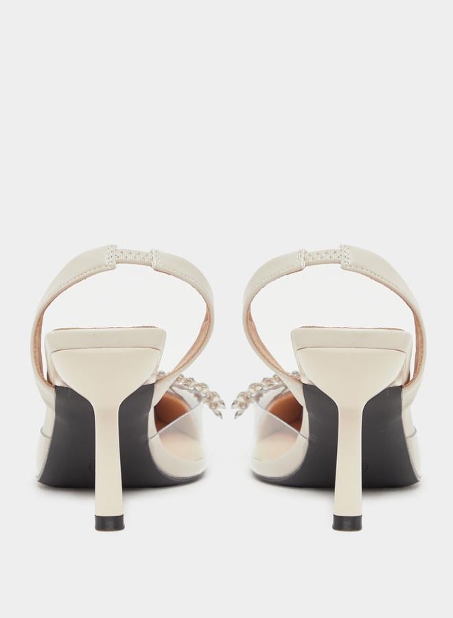 ستايلي حذاء بكعب رفيع مدبب مزين بالكريستال - Image 5