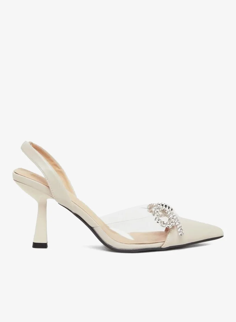 Styli Styli Embellished Pointed Toe Kitten Heel Pumps