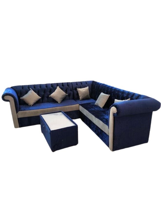 Maharat Al Bahar L-Shaped Mab Sofa Set 5-Seater Beige/Blue 250x250x80  - Image 1