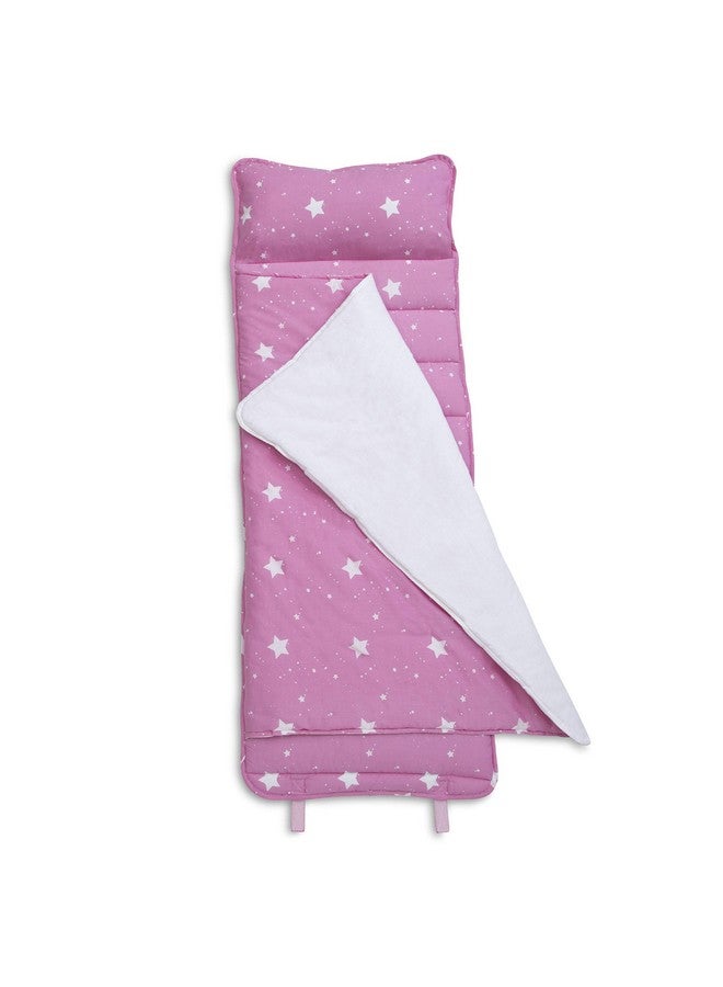 Delta Children Nap Mat with Included Pillow and Blanket for Toddlers and Kids; Features Carry Handle with Strap Closure and Name Tag; Rollup Design is Ideal for Preschool and Daycare, Blushing Stars - Image 1