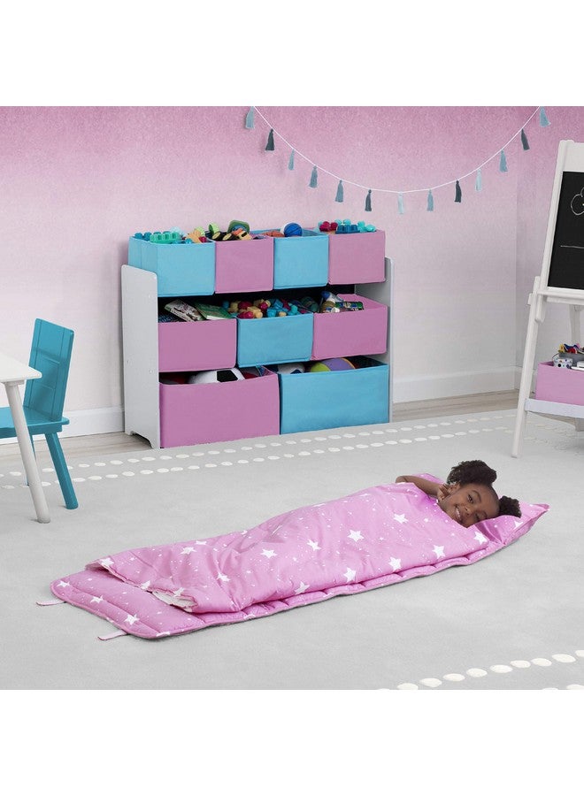 Delta Children Nap Mat with Included Pillow and Blanket for Toddlers and Kids; Features Carry Handle with Strap Closure and Name Tag; Rollup Design is Ideal for Preschool and Daycare, Blushing Stars - Image 4