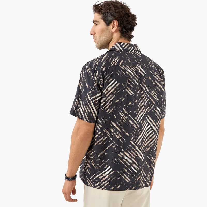 Iconic Iconic Abstract Print Shirt with Short Sleeves