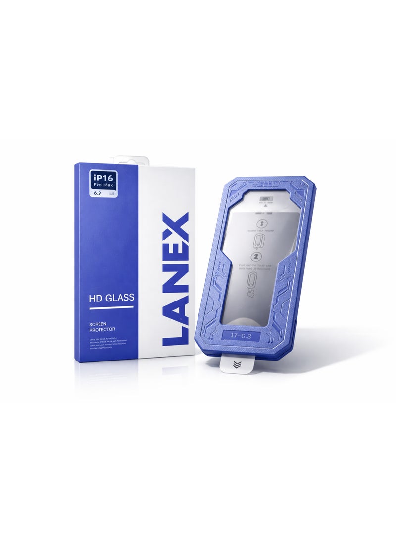 لانيكس شاشة حماية زجاجية فاخرة من LANEX لهاتف ايفون 16 برو ماكس (iPhone 16 Pro Max) مقاس 6.9 بوصة مع أداة تركيب تلقائي - زجاج مقوى عالي الشفافية (HD) - Image 4