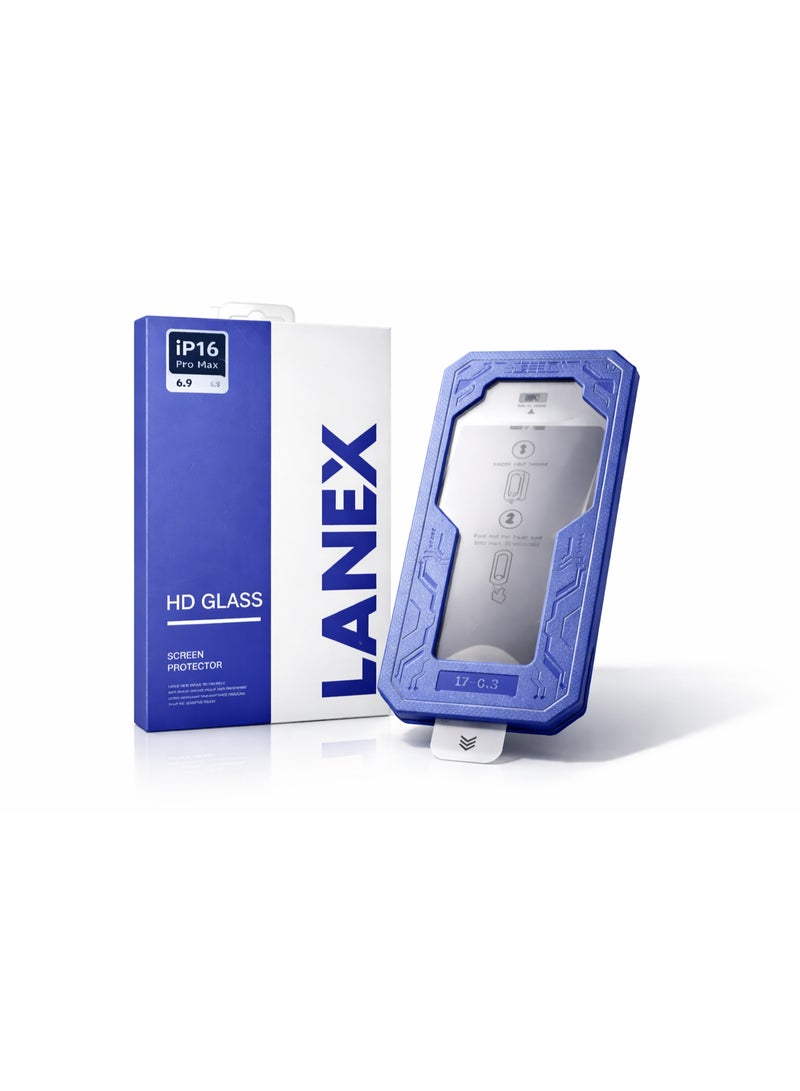 لانيكس شاشة حماية زجاجية فاخرة من LANEX لهاتف ايفون 16 برو ماكس (iPhone 16 Pro Max) مقاس 6.9 بوصة مع أداة تركيب تلقائي - زجاج مقوى عالي الشفافية (HD) - Image 3